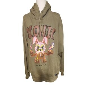Rare 2016 Black Pike 2XL Hoodie Olive Green Iconic Bunny Graphic Long Sleeve